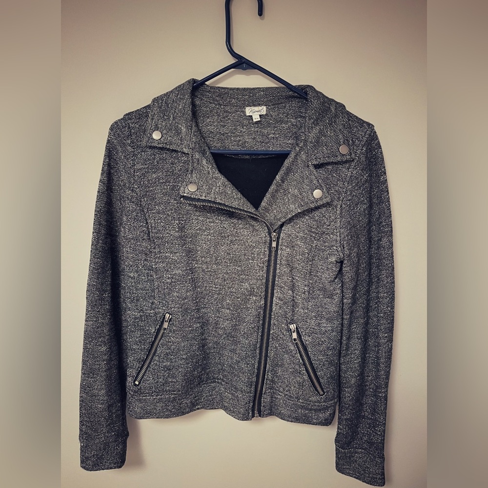 Knit motorcycle-style jacket